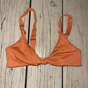 La Hearts Tangerine Ribbed Bikini Top